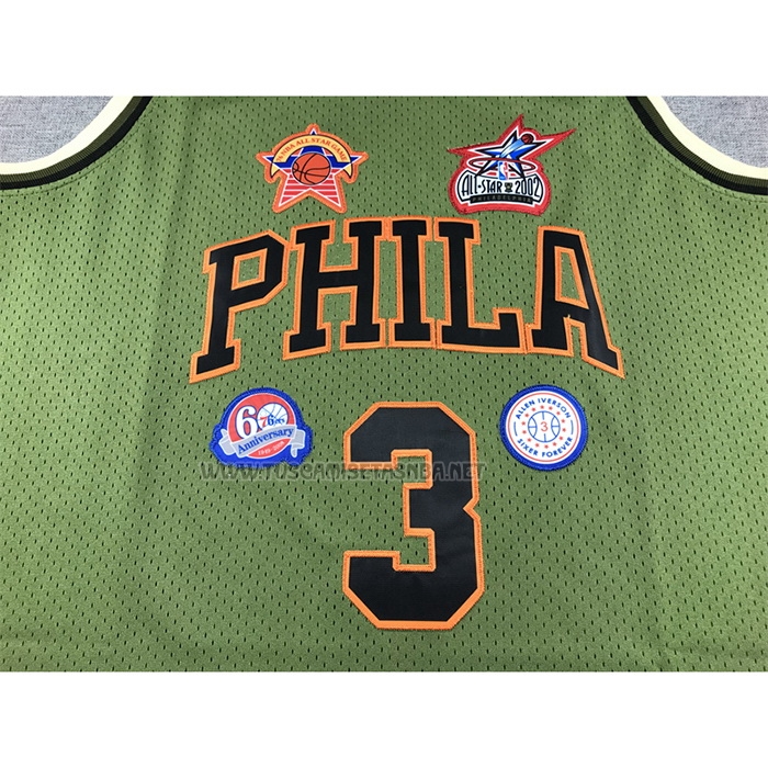 Camiseta Allen Iverson NO 3 Philadelphia 76ers Mitchell & Ness 1996-97 Verde